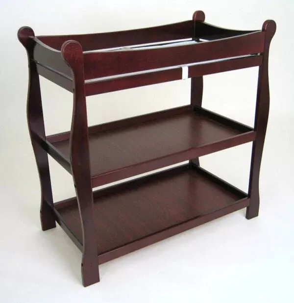 Baby Changing Table Infant Diaper Station Storage Shelves with Pad Cherry 104