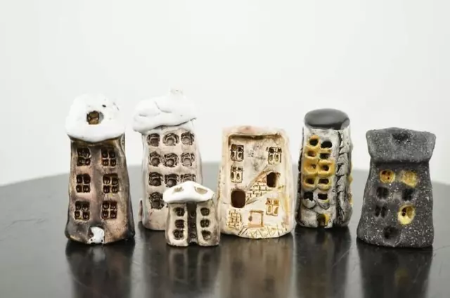 Houses Set Miniature Old Handmade Ceramic Decor Engineering Souvenir Figurines