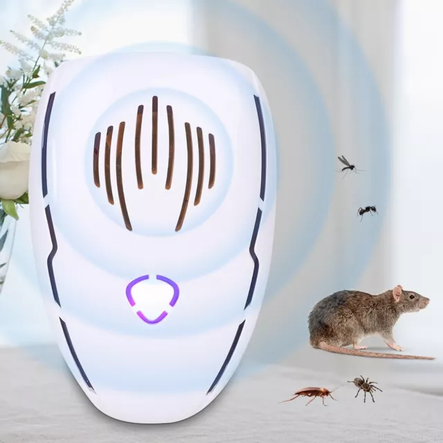 (White UK Plug)Ultrasonic Electric Pest Repeller For Mouse Mosquito Cockroach UK