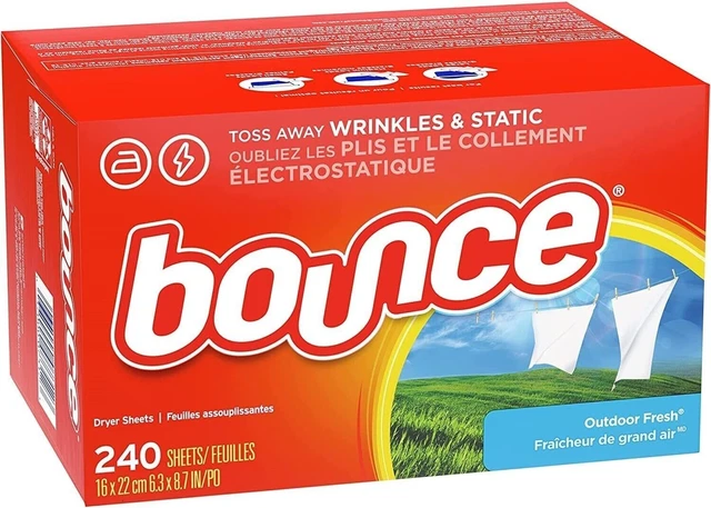 Bounce Dryer Sheets Laundry Fabric Softener, Outdoor Fresh 240 Ct & 120 Ct