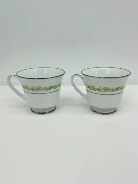 Noritake TRILBY 6908 Pattern Footed Coffee Tea Cup SET OF 2