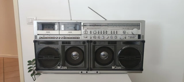 HITACHI TRK-W540E BOOMBOX Radio Doppia Cassetta Hi Fi anni '80 EUR 93