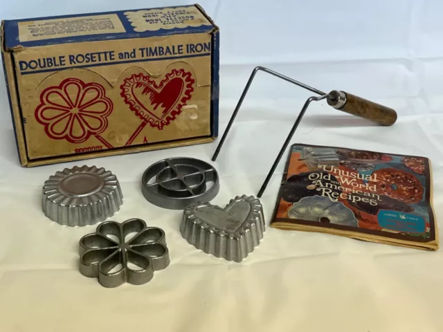 Vintage NOS NORDIC WARE Double Rosette and Timbale Iron With Cookbook Never Used