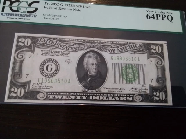 1928B $20 CHICAGO Federal Reserve Note FR#2052-G LGS ~ PCGS CHOICE New 64PPQ ~
