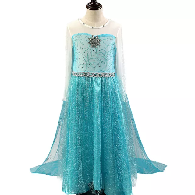 Kids Girls Princess ELSA Dress Queen Cosplay Costume Fancy Anna Dress&Free Crown 5