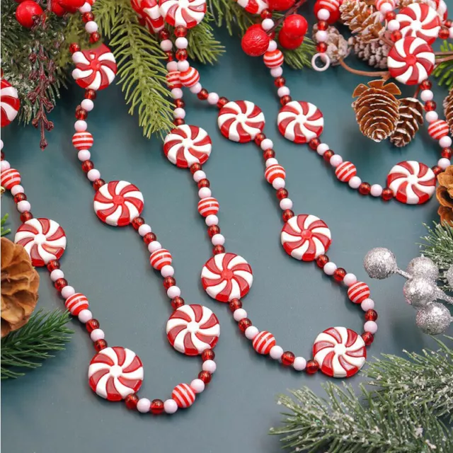 Candy Cane Sweets Red White/Green Garland Chain Bauble Christmas Tree Decoration
