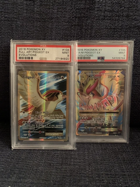 Lot Psa 9✌🏻Pidgeot Ex Full Art 104/108 Mpidgeot Ex 105/108 Evolutions English