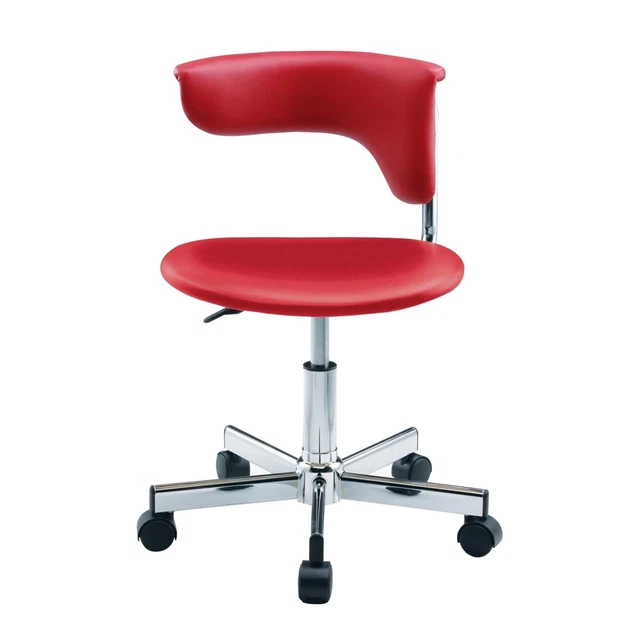 Jane 20 Inch Modern Swivel Office Chair, Rolling Caster Wheels, Red, Chrome,
