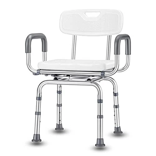360° Swivel Shower Chair, Adjustable Shower Seat Heavy Duty Bath Chair with