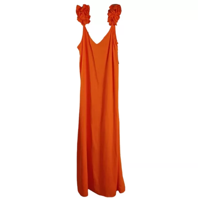 NWT Vince Camuto Womens Orange Viscose Ruffle Strap Halter Maxi Beach Dress SZ M