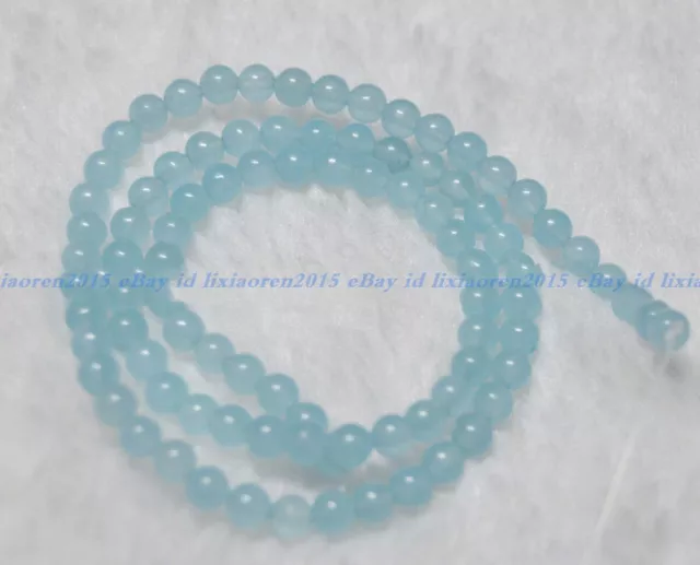 Natural 4mm Brazilian Light Blue Aquamarine Gemstone Round Loose Beads 15''