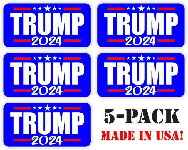 set of 5 - TRUMP 2024 Mini Stickers Decals 1x2-inch USA Helmet Hard Hats Toolbox