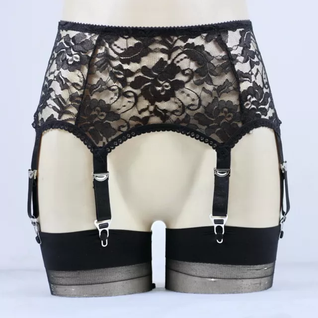 LUXALLACKI OPEN BOTTOM Girdles Lace Panel 6 Straps Garter Belt Underwear  $15.00 - PicClick