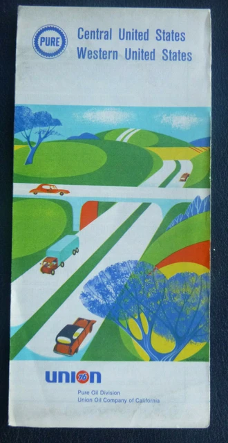 1969 Central & Western United States road map Pure Union 76 oil gas