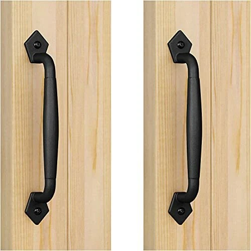 2 Pack FaithLand Barn Door Handle Black 10 inch Cast Iron Gate Handle Pull fo...
