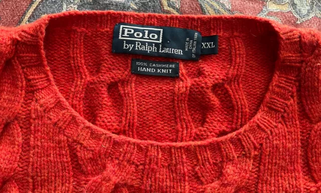 Polo Ralph Lauren - 100% 4 PLY CASHMERE Cable Knit Crew Neck Sweater -  XXL