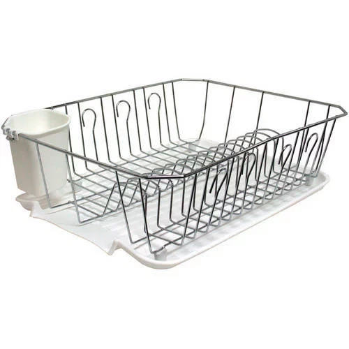 Kitchen Details Chrome 3 Piece Set Dish Rack in White
