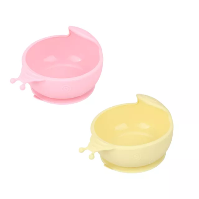 2 Pcs Silicone Bowls Baby Feeding Dish Suction Type Anti-fall