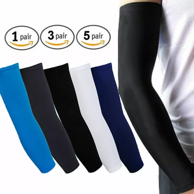 UV Sun Protection Compression Sports Cooling Arm Sleeves for Men & Women