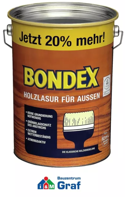 Bondex Lasure Bois pour Extérieur 4,8 Litre / Différentes Couleurs / #879
