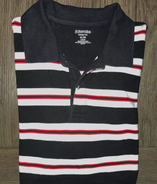 MENS ST. JOHN'S Bay Heritage Polo Short Sleeve Striped Polo Shirt XL ...