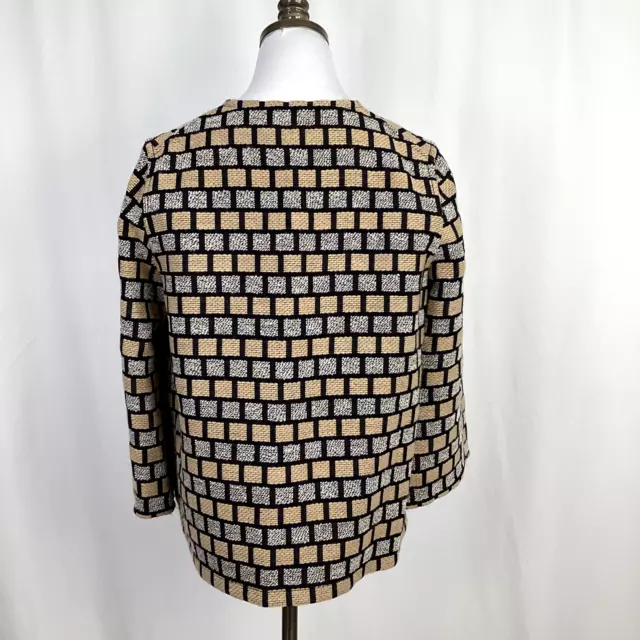 Lafayette 148 Womens Black Beige Boucle Open Blazer Jacket Sz S 3