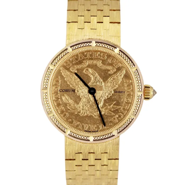 Corum US Coin Eagle Liberty 22K Yellow Gold Ladies 24.5mm Quartz Watch 1907