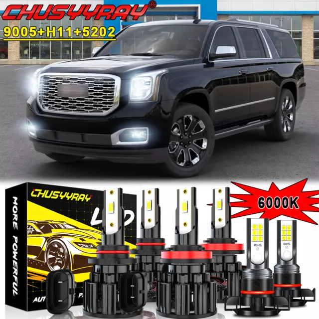 For GMC Yukon/Yukon XL Denali Sport 2015-2020 6000K LED Headlight Fog Lamp Bulbs