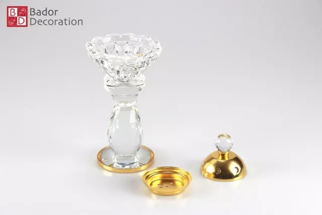Candelabro Candelero Cristal Transparente Metal Oro Tapa Candelero Decoración De