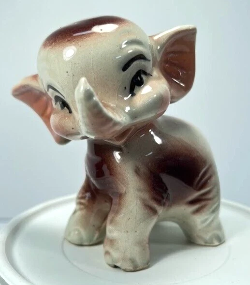 Vintage Elephant Ceramic Figurine midcentury kitschy mcm mod retro