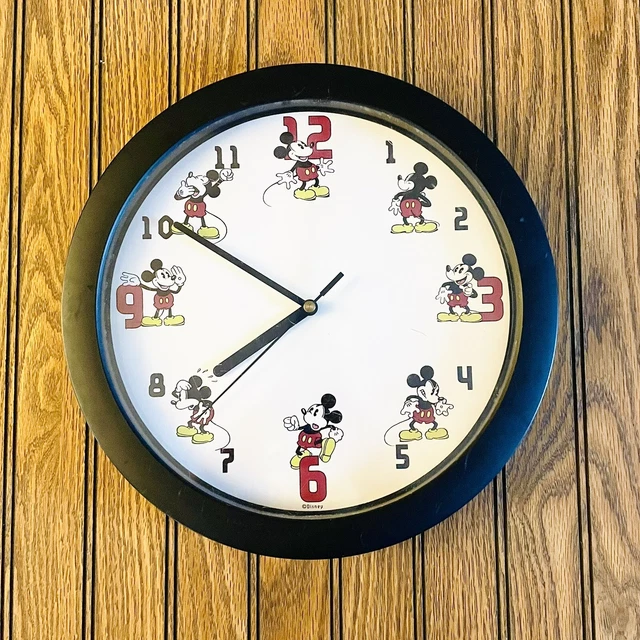 VINTAGE DISNEY WALL Clock - Classic Mickey Mouse Poses TESTED $14.99 ...