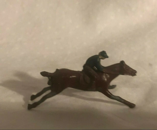 VINTAGE ANTIQUE 1920 Race Horse Toy Jockey CAST IRON Carriage Buggy