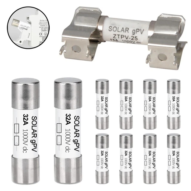 Fusible ZTPV-25 DC 1000 VDC 10 x 38 mm tube flash fusible fin fusible DC polyval