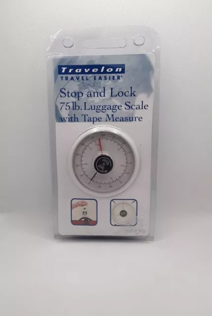 Travelon Stop And Lock 75lb Luggage Scale & Tape Measure Travel Suitcase Weight