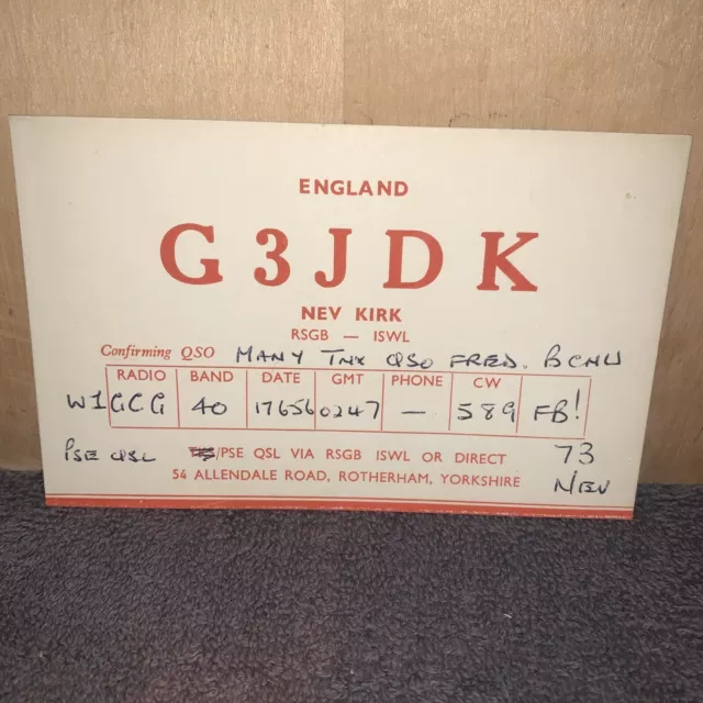 Vintage Ham Radio Qsl Card 1956 England £15 08 Picclick Uk