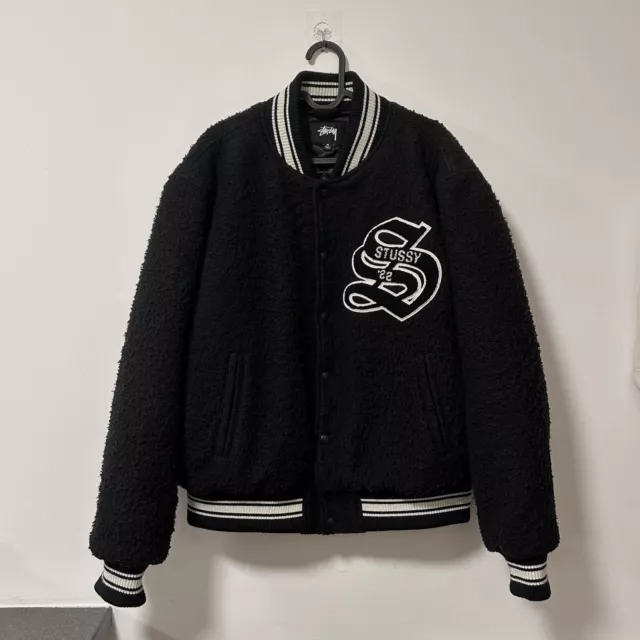 Stussy FW22 Casentino Wool Varsity Jacket - Black - Medium