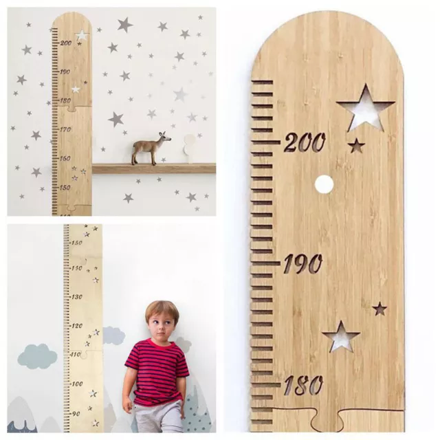 Wooden Children Height Growth Chart Ruler Meter Measurement Gauge for Kid UK