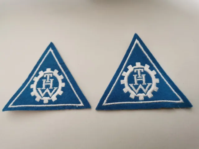 THW Abzeichen Patch Aufnäher - gestickt auf hellblau - ca. 7x6cm - 2 Stück