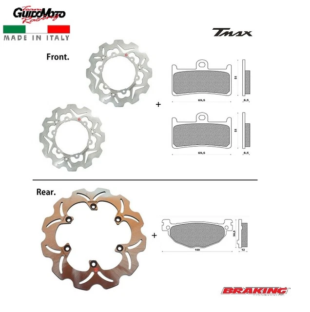 Impianto Freni Scooter T-Max 500 2001>2011 Yamaha Braking Kitow5301219