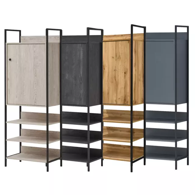 Open Wardrobe Rustic Storage Cabinet Bedroom Furniture Shelves 4 Colours