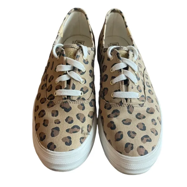 Keds Triple Up Women's Canvas Platform Shoes Sneakers Size 9 Tan Leopard Print