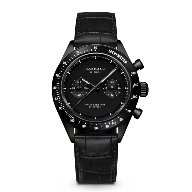 Hoffman Racing Chronographe Hybride Quartz Mécanique Acier Noir Montre Homme