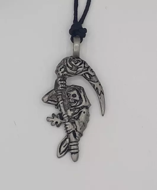 Collier Chaîne Tête de Mort Style Biker Pirate Gothique Étain Faucheuse 12 Motif