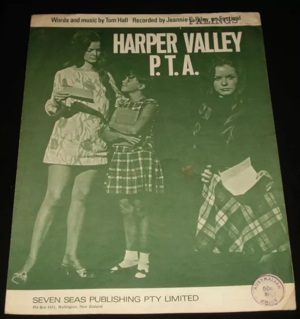 JEANNIE C RILEY - HARPER VALLEY PTA 1967 NZ SHEET MUSIC -  1960s  Country Pop