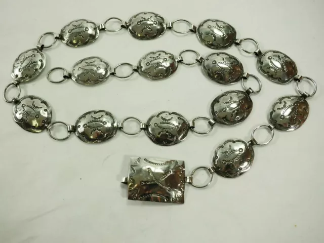 Early Navajo Ladies 15 section Sterling Silver Link Belt Hand made