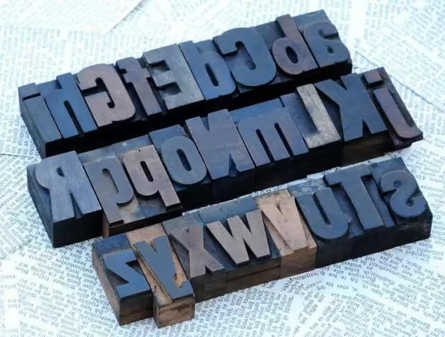 A-Z alphabet mixte caracteres bois imprimerie typographie lettres typo imprimer