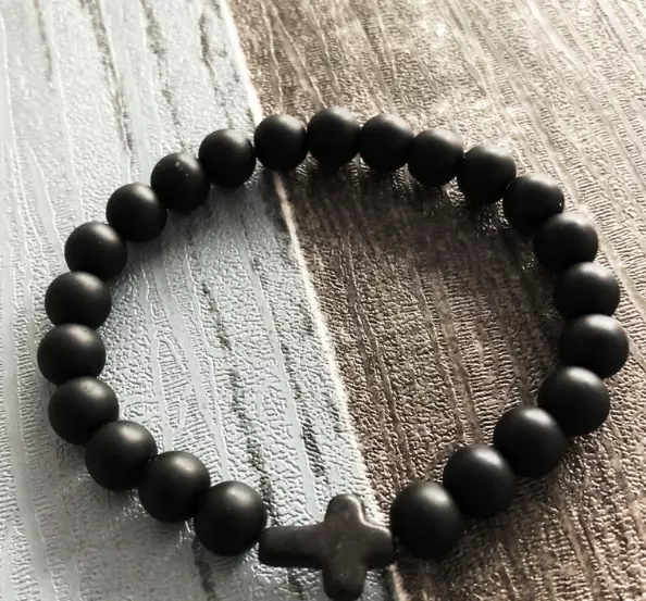 8MM Natural Matte Black Onyx Beads Bracelet Meditation Stretchy Chakas