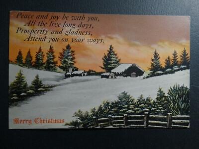 Postcard - Merry Christmas - Snowy House Scene Peace and Joy be with you
