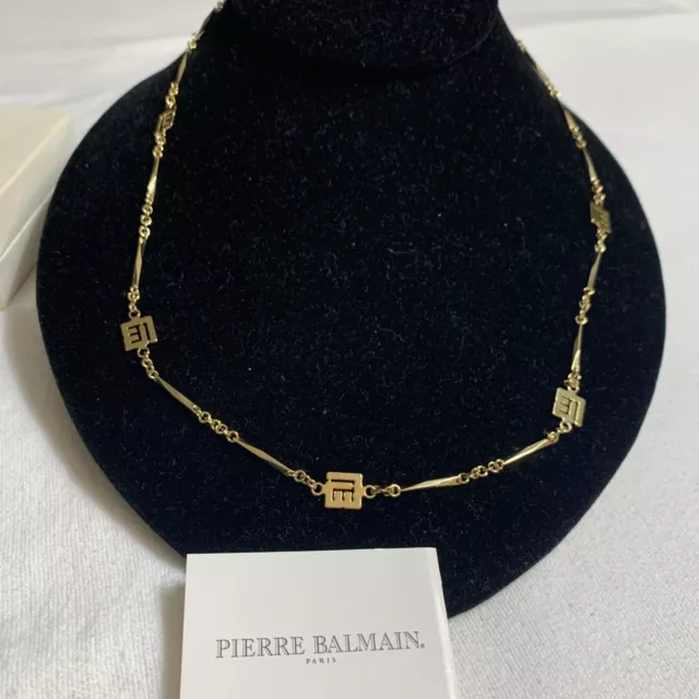 Pierre Balmain PB Logo Necklace Gold Tone Chain With Lobster Clasp