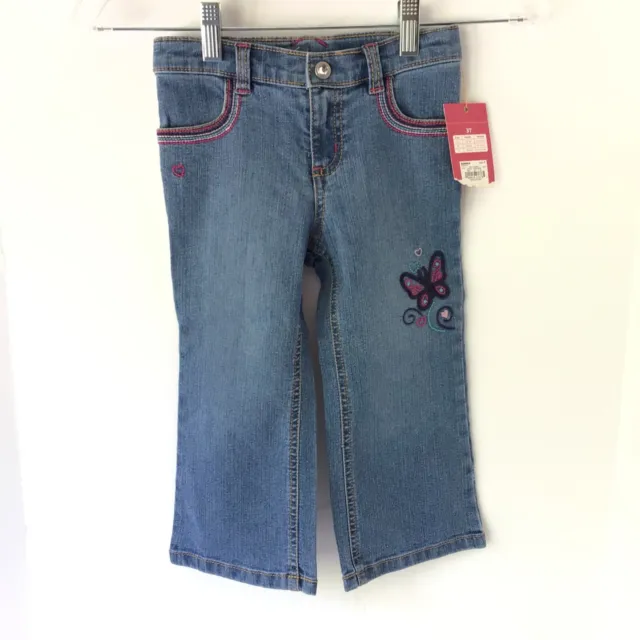 Sonoma Young Girl’s Butterflies And Hearts Blue Jeans, Size 3T